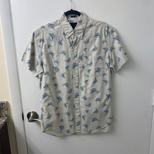 Jcrew short sleeve button down. Medium. White with blue Sailfish